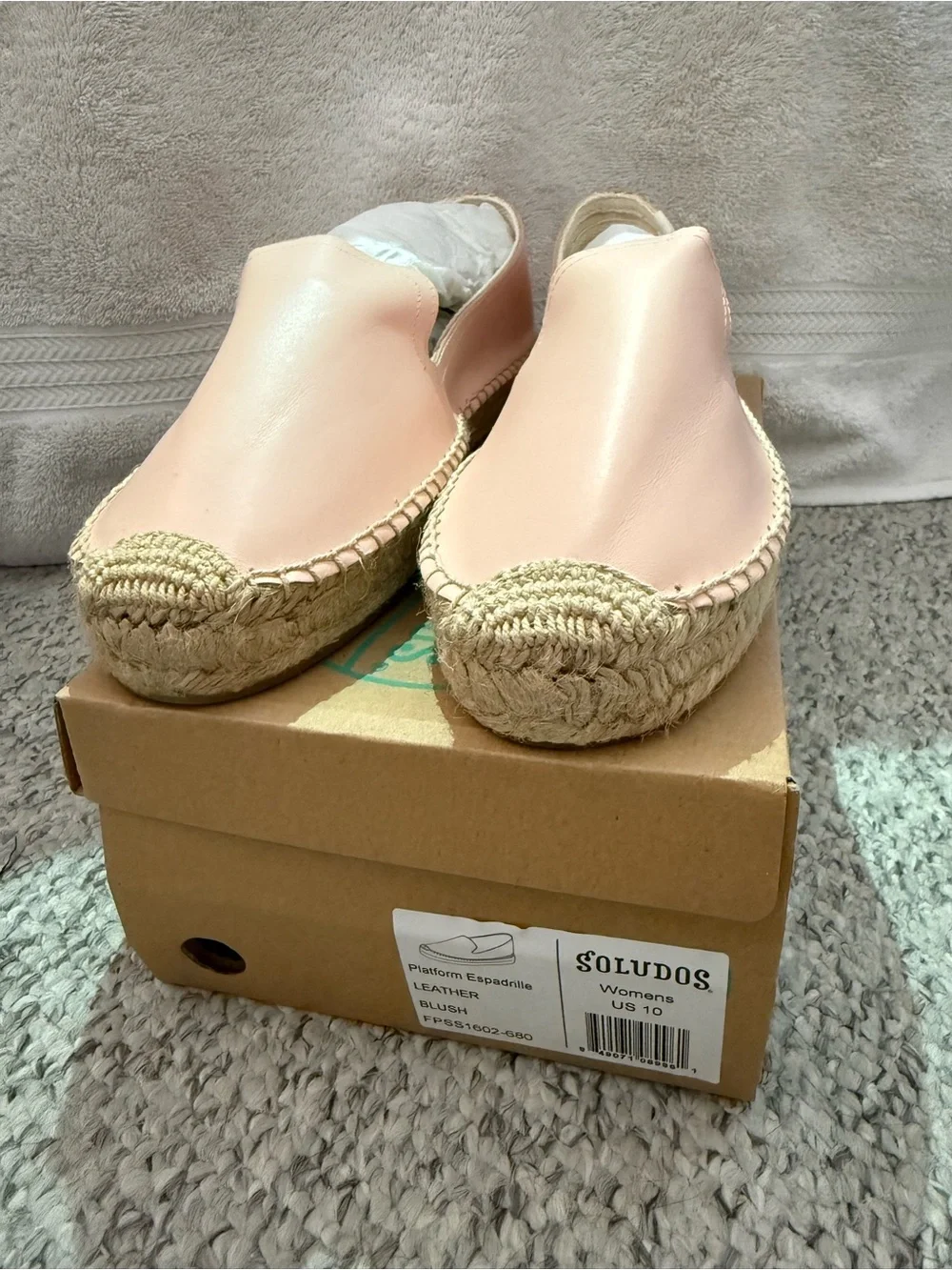 Soludos Blush Pink Leather Espadrille Flats